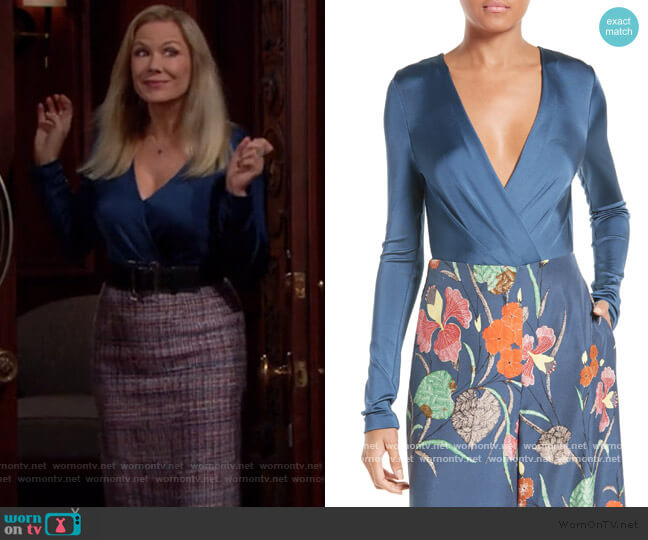 Diane Von Furstenberg Lala Bodysuit worn by Brooke Logan (Katherine Kelly Lang) on The Bold and the Beautiful