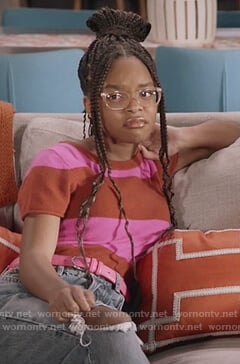 Diane’s pink and red stripe top on Black-ish