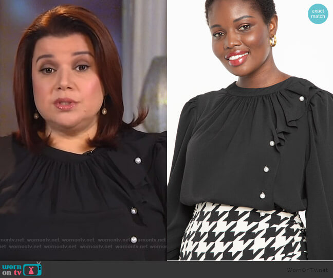 Eloquii Blouse with Pearls worn by Ana Navarro on The View