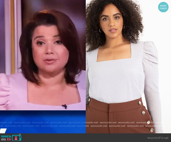 Eloquii Dramatic Puff Sleeve Top with Square Neck worn by Ana Navarro on The View