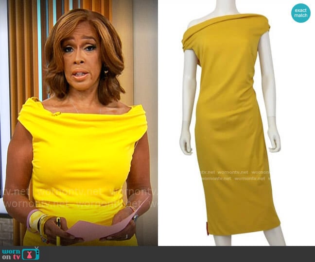 Escada Dosa Dress worn by Gayle King on CBS Mornings