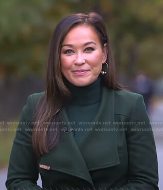 Eva’s green wrap coat on Good Morning America
