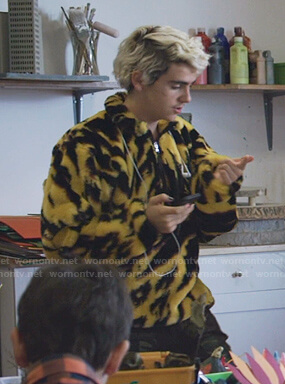 Fraser’s yellow animal print half-zip sweatshirt on We Are Who We Are
