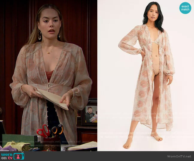 Free People Valerie Duster worn by Hope Logan (Annika Noelle) on The Bold and the Beautiful