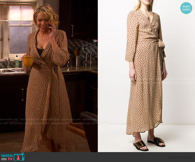 Ganni Georgette Crepe Polka Dot Dress worn by Nicole Walker (Arianne Zucker) on Days of our Lives