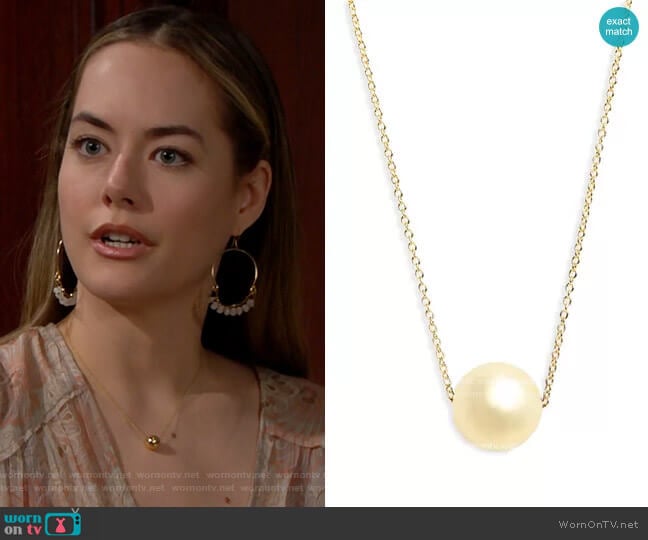 Gorjana Newport Pendant Necklace worn by Hope Logan (Annika Noelle) on The Bold and the Beautiful