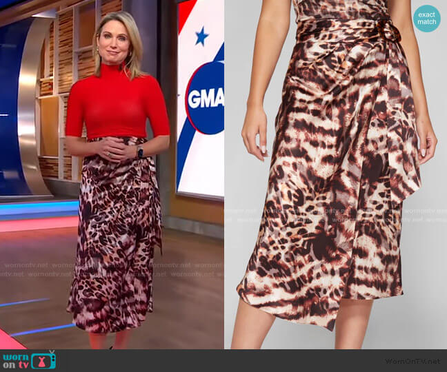 Guess Animal Magic Wrap Skirt worn by Amy Robach on Good Morning America