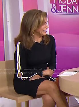Hoda’s black pearl button sleeve dress on Today