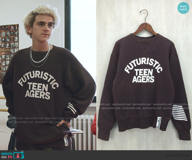 Human Made Futuristic Teenagers Print Sweatshirt worn by Fraser Wilson (Jack Dylan Grazer) on We Are Who We Are