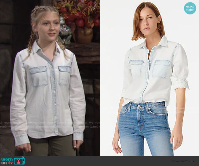 J. Crew Everyday Chambray Shirt in Bleached-Out Wash worn by Faith Newman (Alyvia Alyn Lind) on The Young and the Restless