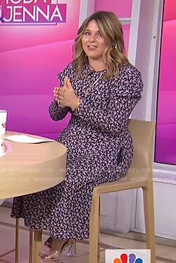 Jenna’s black and pink floral print midi dress on Today