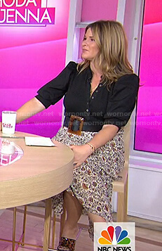 Jenna’s black puff sleeve blouse and floral skirt on Today
