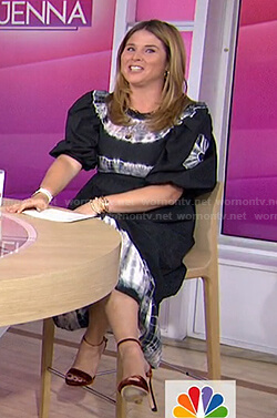 Jenna’s black tie dye puff sleeve midi dress on Today