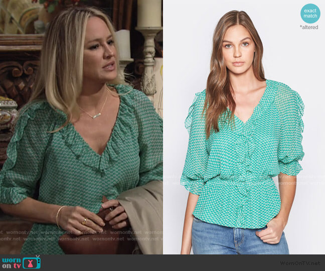 Joie Zaida Silk Top worn by Sharon Newman (Sharon Case) on The Young and the Restless
