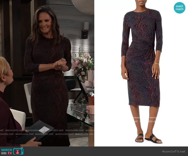 Joie Meika Printed Midi Dress worn by Lucy Coe (Lynn Herring) on General Hospital