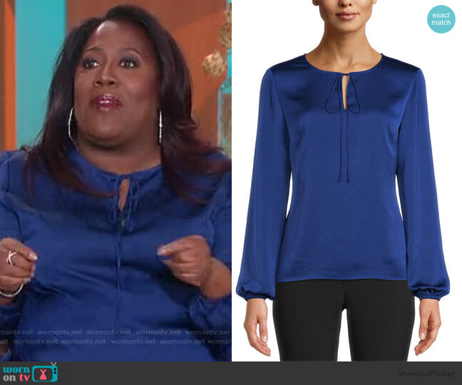 Kasper Tie-Neck Blouse worn by Sheryl Underwood on The Talk
