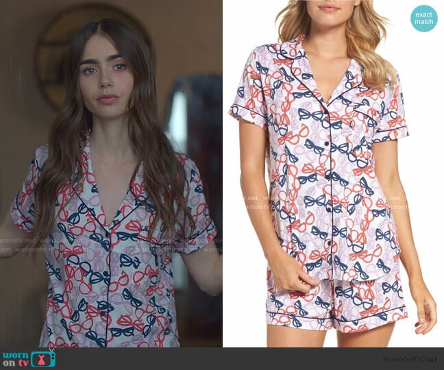 Kate Spade Short Pajamas worn by Emily Cooper (Lily Collins) on Emily in Paris