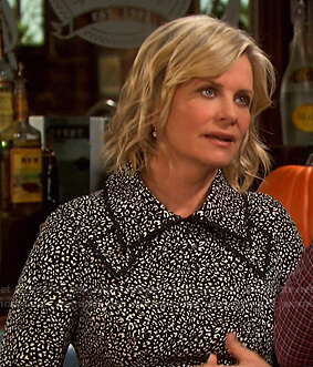 Kayla’s black animal print dress on Days of our Lives