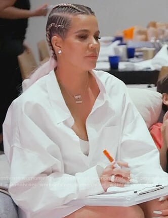 Khloe’s white oversized shirt on Keeping Up with the Kardashians