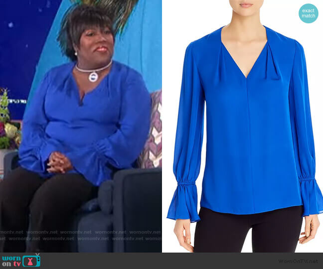 Kobi Halperin Kitty Silk Blouse worn by Sheryl Underwood on The Talk