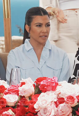 Kourtney’s blue satin shirt on Keeping Up with the Kardashians