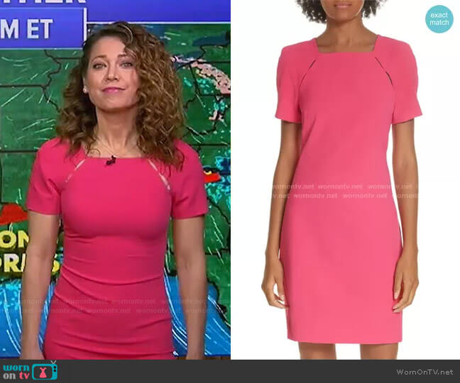 Alice + Olivia Kristiana Cutout Detail Sheath Dress worn by Ginger Zee on Good Morning America