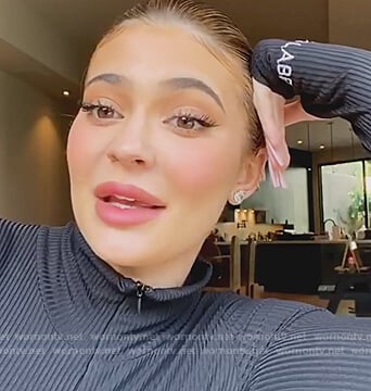 Kylie’s black ribbed jumpsuit on Keeping Up with the Kardashians