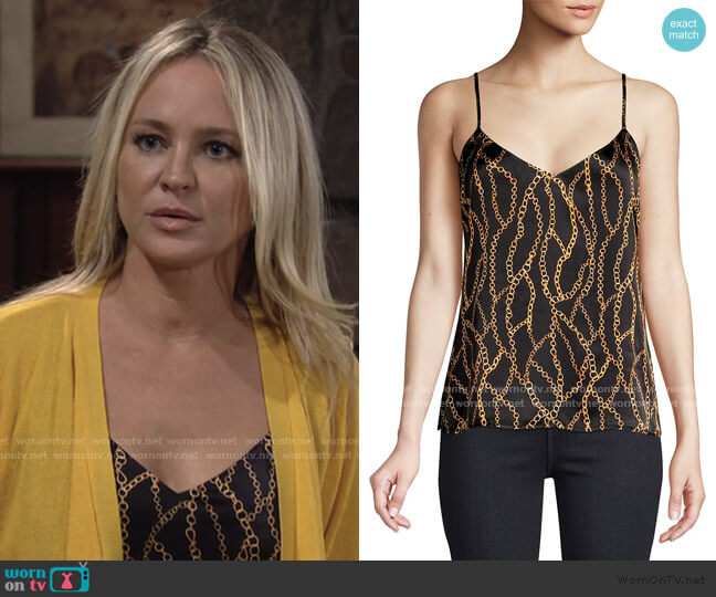 L'Agence Jane Chain Print Top worn by Sharon Newman (Sharon Case) on The Young and the Restless