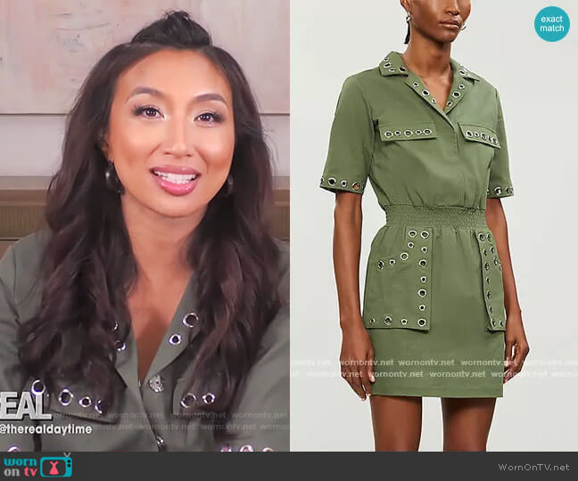 Maje Ramil cotton-twill mini dress worn by Jeannie Mai on The Real