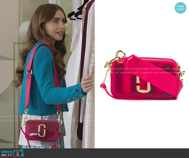 Marc Jacobs The Jelly Snapshot Camera Bag worn by Emily Cooper (Lily Collins) on Emily in Paris