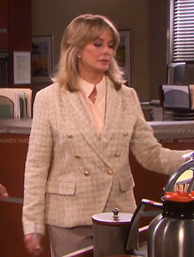 Marlena’s metallic tweed blazer on Days of our Lives