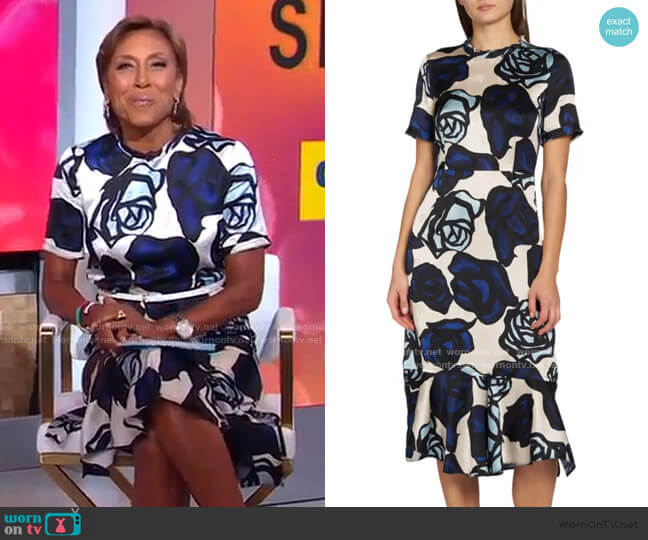 Marni Rose-Print Sheath Dress worn by Robin Roberts on Good Morning America