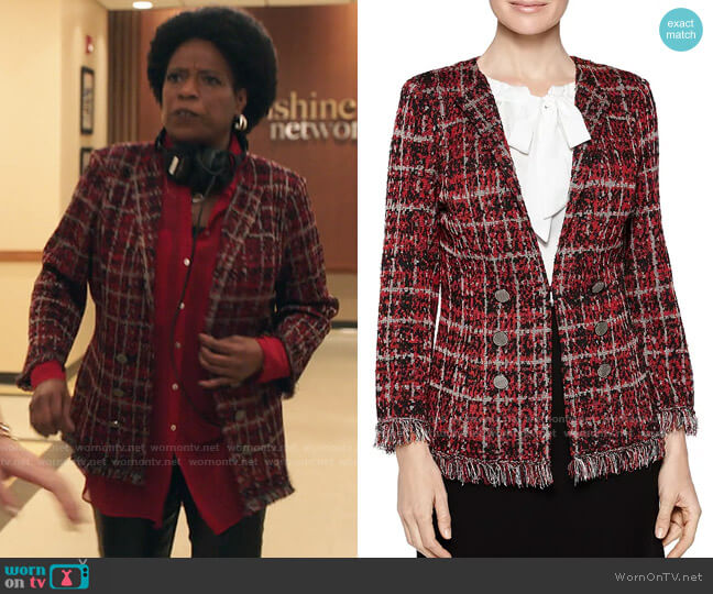 Misook Plaid Tweed Knit Jacket worn by  Norah Ellington (Deneen Tyler) on Filthy Rich