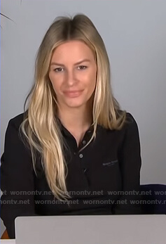 Morgan’s black long sleeve polo top on E! News Daily Pop