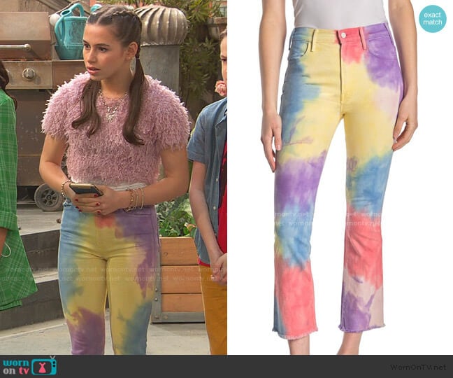 Mother The Hustler Tie-Dye Ankle Cut Jeans worn by Tess O'Malley (Sky Katz) on Ravens Home
