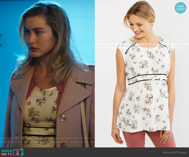 Motherhood Floral Peplum Maternity Top worn by Becky Monreaux (Olivia Macklin) on Filthy Rich