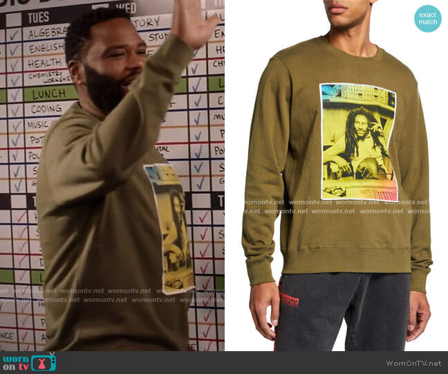 Ovadia Bob Marley Photo Sweatshirt worn by Andre Johnson (Anthony Anderson) on Black-ish