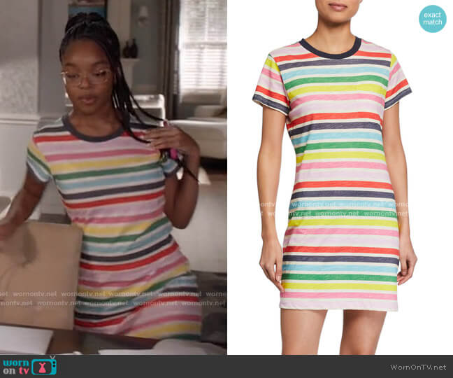 Pam & Gela Striped T-Shirt Dress worn by Diane Johnson (Marsai Martin) on Black-ish