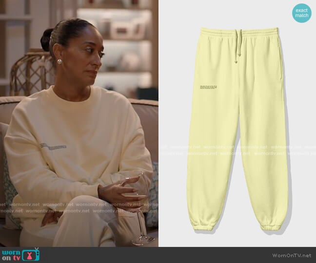 Pangaia Lightweight Recycled Cotton Track Pants worn by Rainbow Johnson (Tracee Ellis Ross) on Black-ish