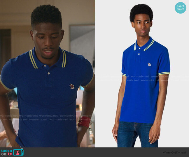 Paul Smith Slim-Fit Zebra Logo Supima Cotton Polo Shirt With Yellow Tipping worn by Julien (Samuel Arnold) on Emily in Paris
