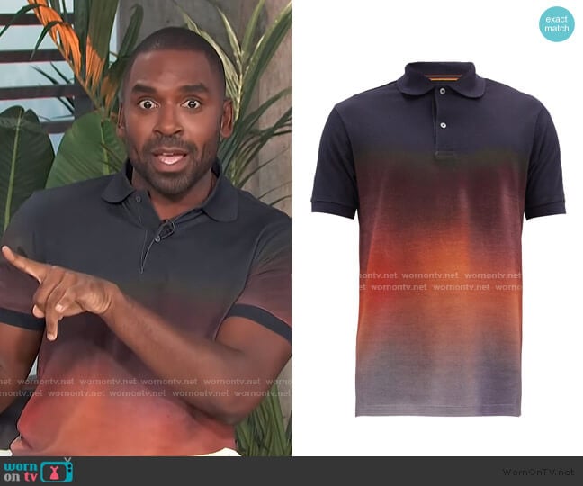 Paul Smith Slim Fit Ombre Polo worn by Justin Sylvester on E! News