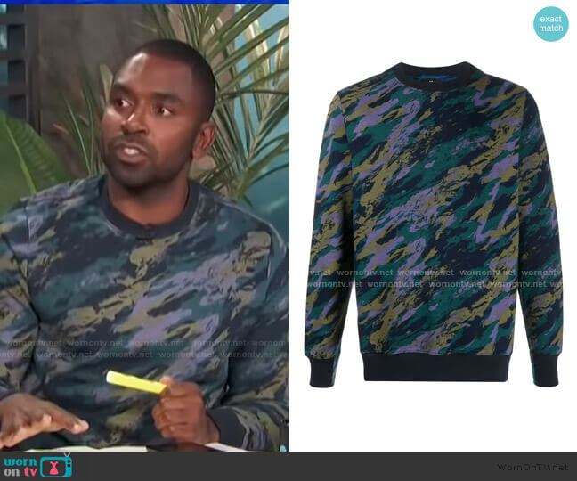 Paul Smith Camouflage-Print Organic Cotton Sweatshirt worn by Justin Sylvester on E! News