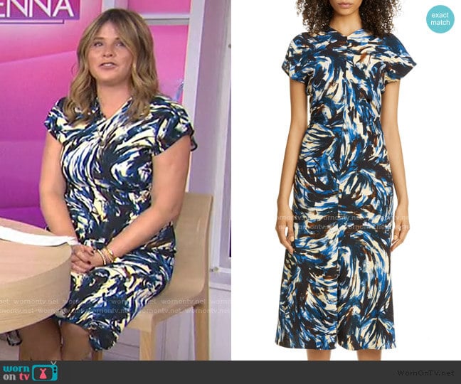 Proenza Schouler Paint Print Cady Midi Dress