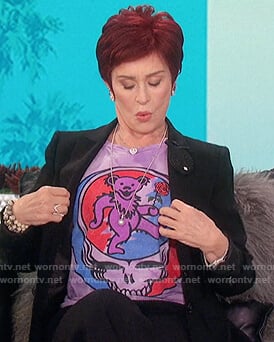 Sharon’s purple tie dye teddy tee on The Talk