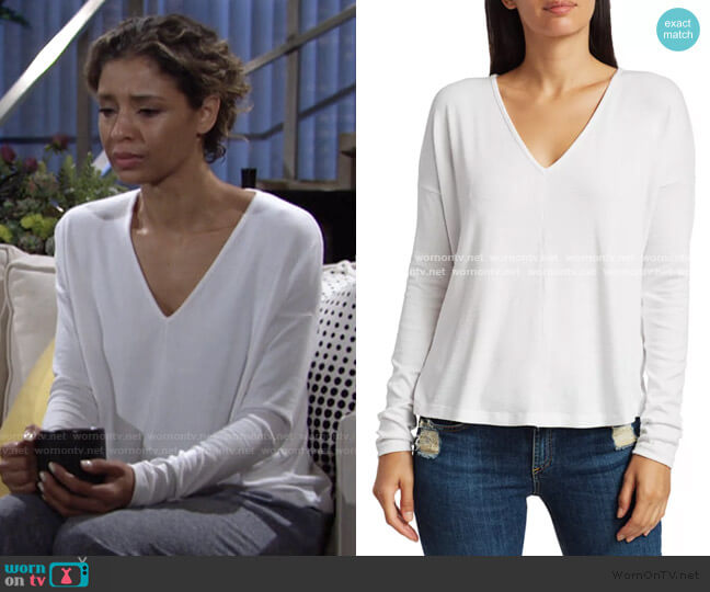 Rag & Bone Hudson V-Neck Pullover worn by Elena Dawson (Brytni Sarpy) on The Young and the Restless