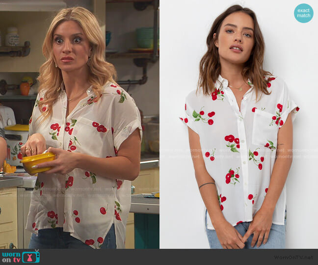 Rails Whitney Shirt in Cherry Bloom worn by Chelsea Grayson (Anneliese van der Pol) on Ravens Home