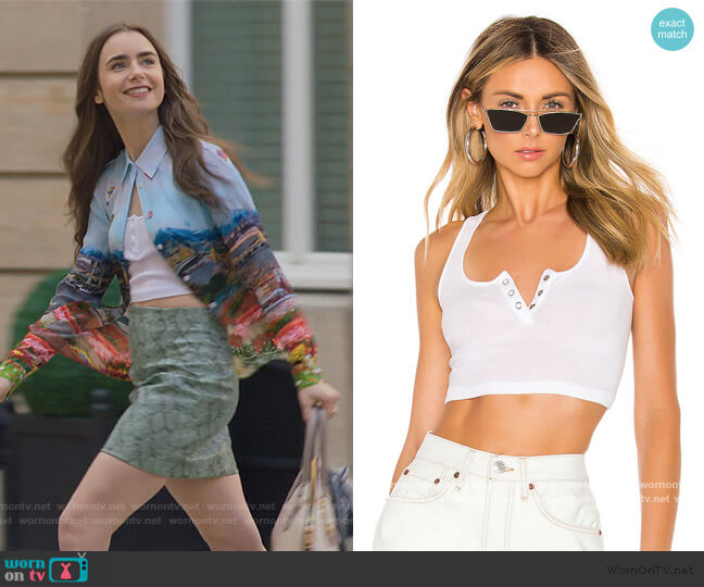 re/done Henley Crop Top worn by Emily Cooper (Lily Collins) on Emily in Paris