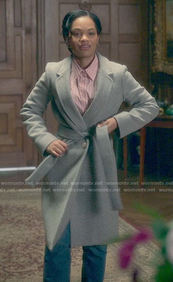 Rebecca’s grey coat on The Haunting of Bly Manor
