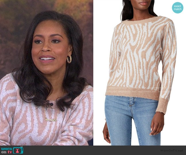 Rebecca Taylor Tiger Stripe Sweater worn by Sheinelle Jones on Today
