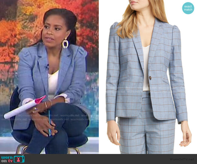 Rebecca Taylor Windowpane Twill Jacket worn by Sheinelle Jones on Today